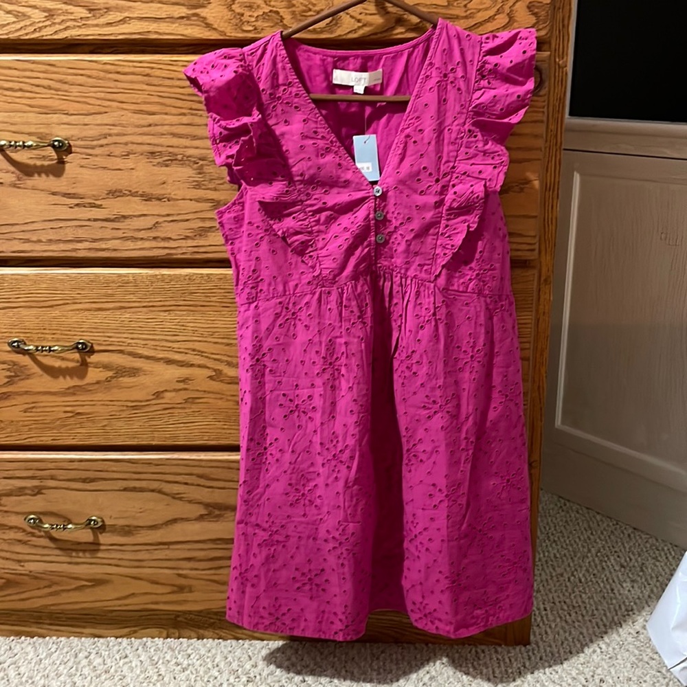 Loft, fuchsia petite dress XS. NWT.